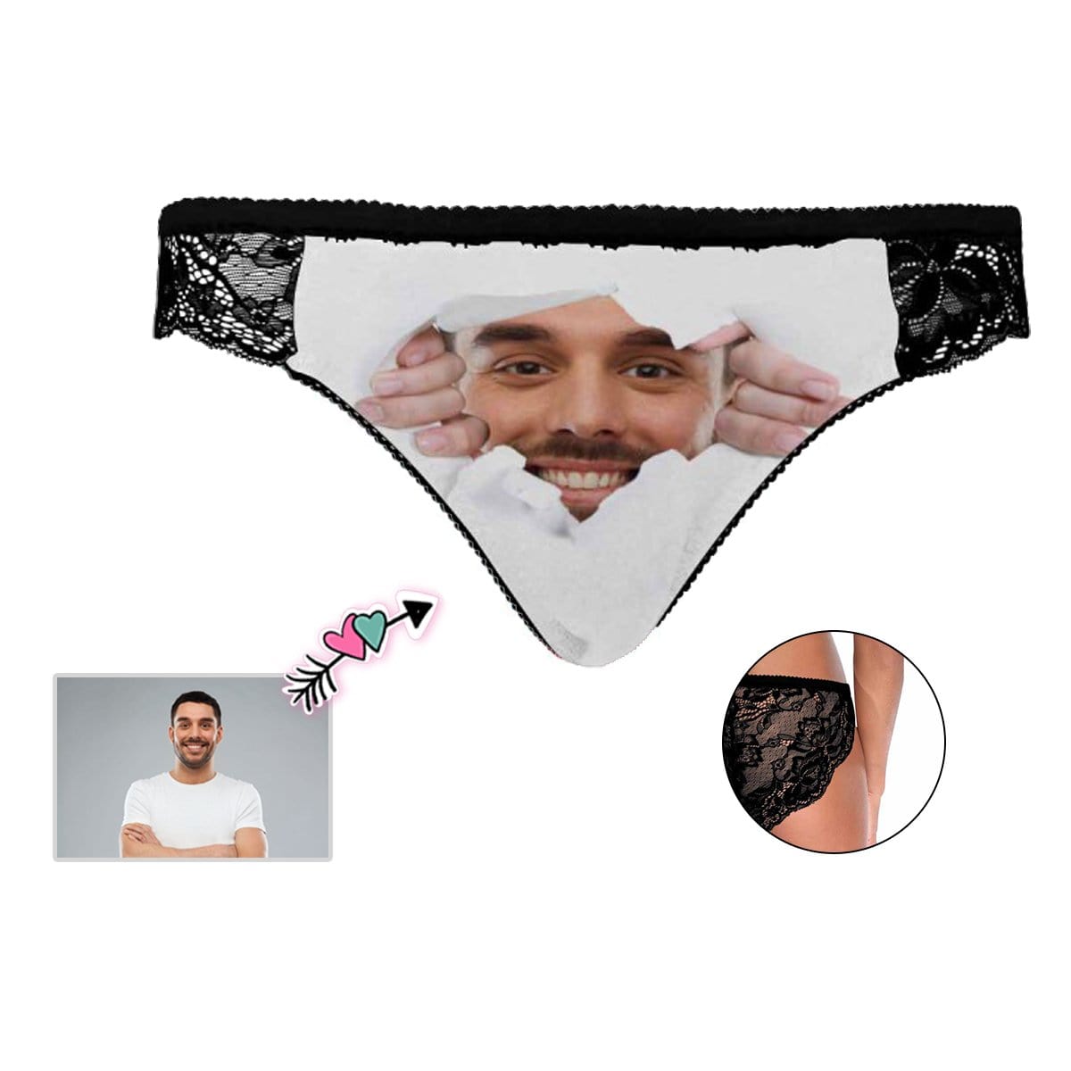 Custom Lace Underwear Personalized Face Tear Panties Sexy Funny Women&