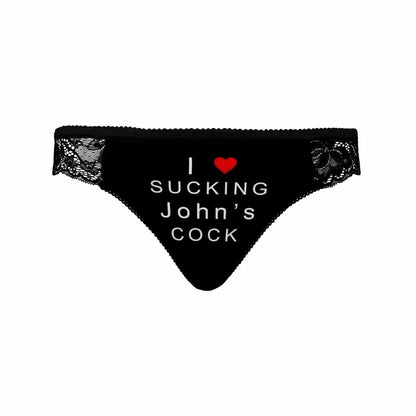 Custom Lace Underwear Personalized Name Love Sucking Cock Sexy Women&