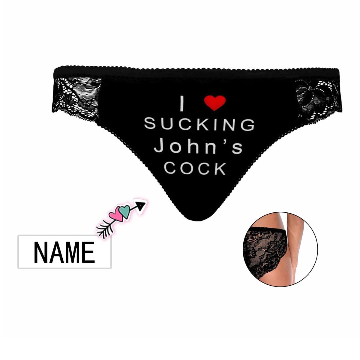 Custom Lace Underwear Personalized Name Love Sucking Cock Sexy Women&