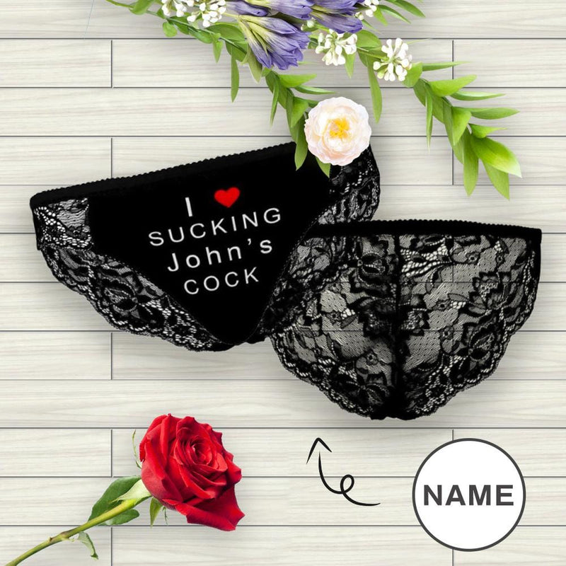 Custom Underwear Personalized Name Love Sucking Cock Womens Lace Panty