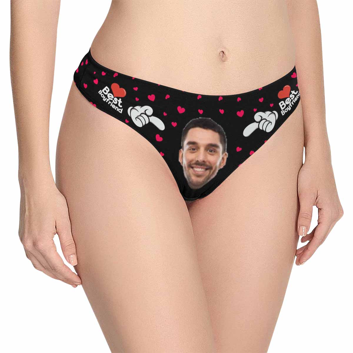 Custom Love Heart Underwear Personalized Best Boyfriend Face Lingerie Women&