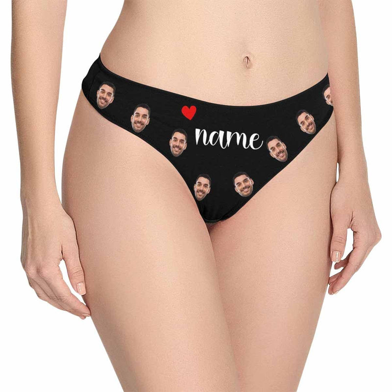 Custom Name&Face Underwear for Women Personalized Always Love Lingerie Women's Classic Thongs Funny Lovers Gift