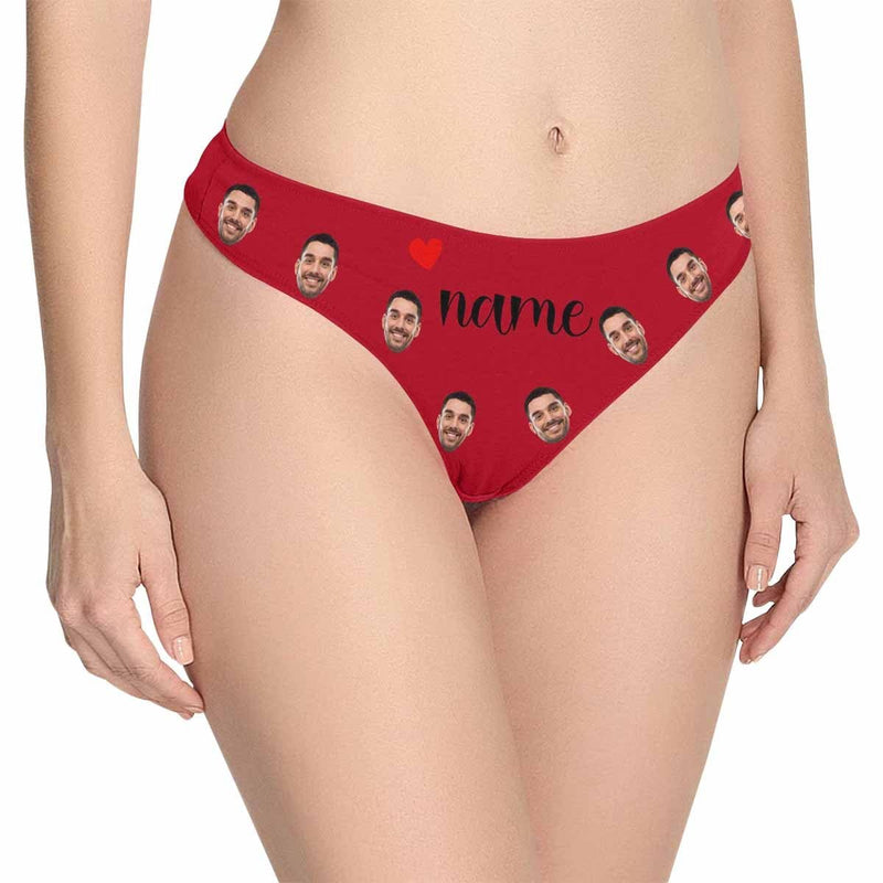 Custom Name&Face Underwear for Women Personalized Always Love Lingerie Women's Classic Thongs Funny Lovers Gift