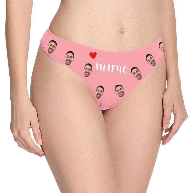 Custom Name&Face Underwear for Women Personalized Always Love Lingerie Women's Classic Thongs Funny Lovers Gift