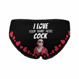 Custom Photo&Name Underwear Personalized I Love Cock Women's All Over Print High-cut Briefs Honeymoon Gift for Her