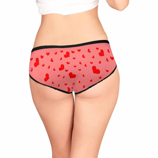 Custom Photo Underwear Personalized Couple Love Hearts Panties Women's High-cut Briefs For Valentine's Day Gift