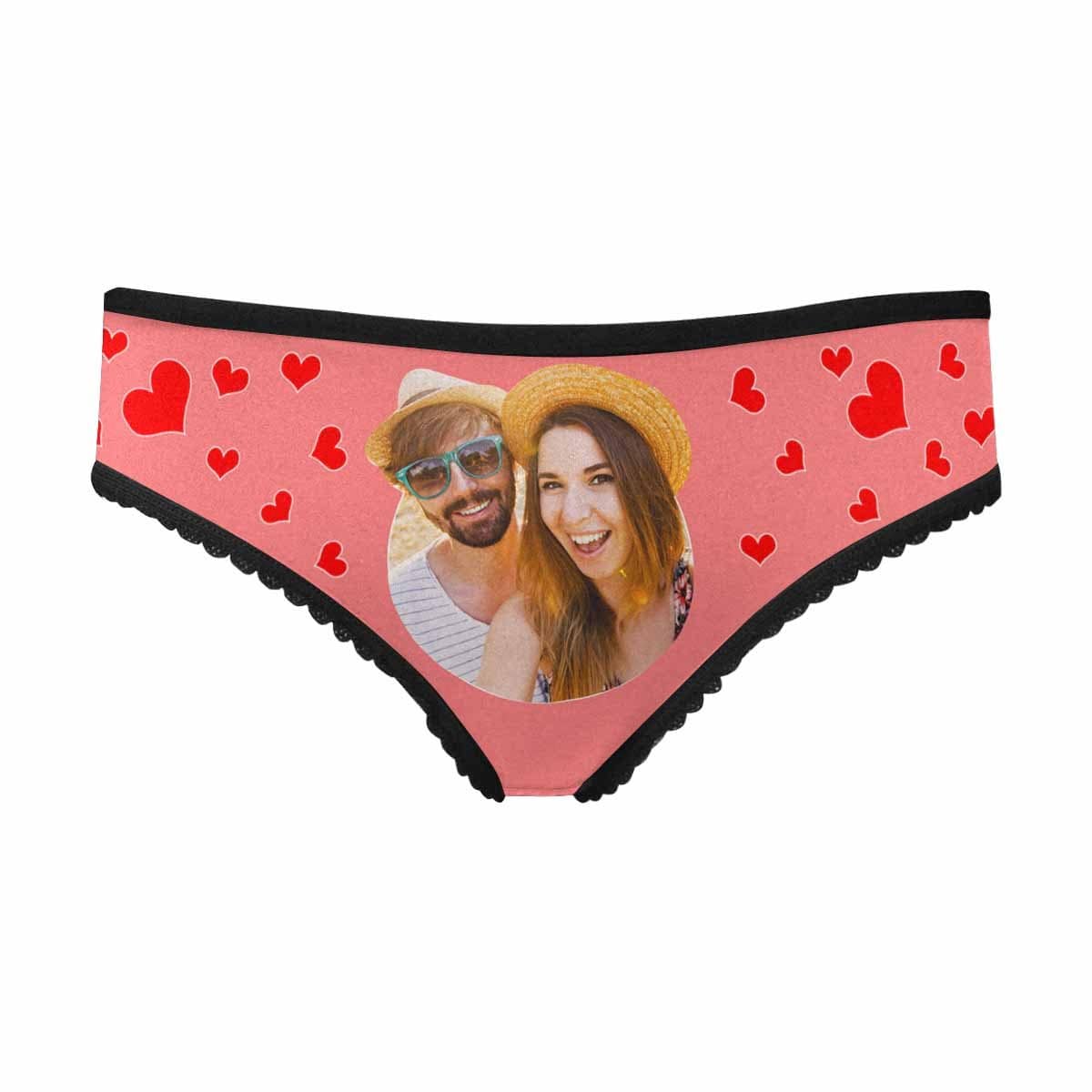 Custom Photo Underwear Personalized Couple Love Hearts Panties Women&