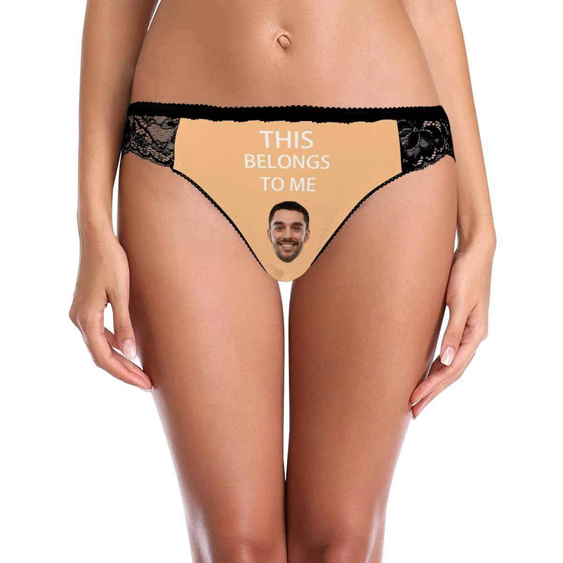 Custom Sexy Underwear Personalized Face Belongs Women's Lace Panty Funny Lovers Gift