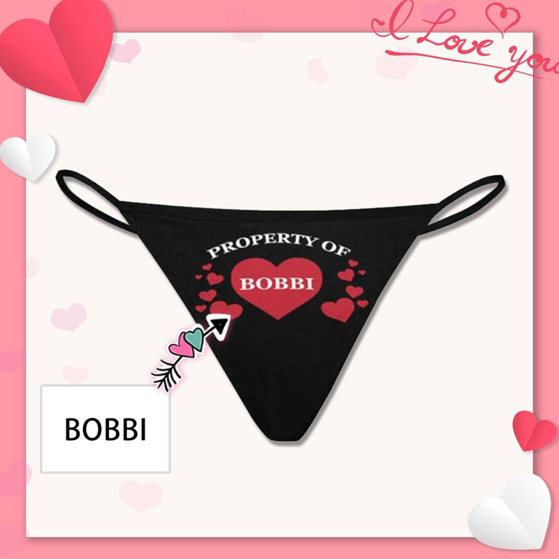 Custom Name Thongs Underwear Personalized Love Heart G-String Panties