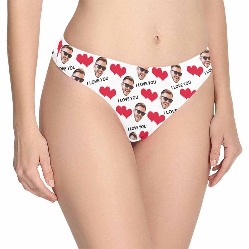 Custom Underwear with Face Personalized Love Heart Panties Women's Lingerie Classic Thongs Valentine Gift for Her