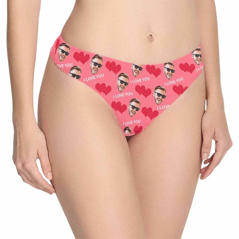 Custom Underwear with Face Personalized Love Heart Panties Women's Lingerie Classic Thongs Valentine Gift for Her