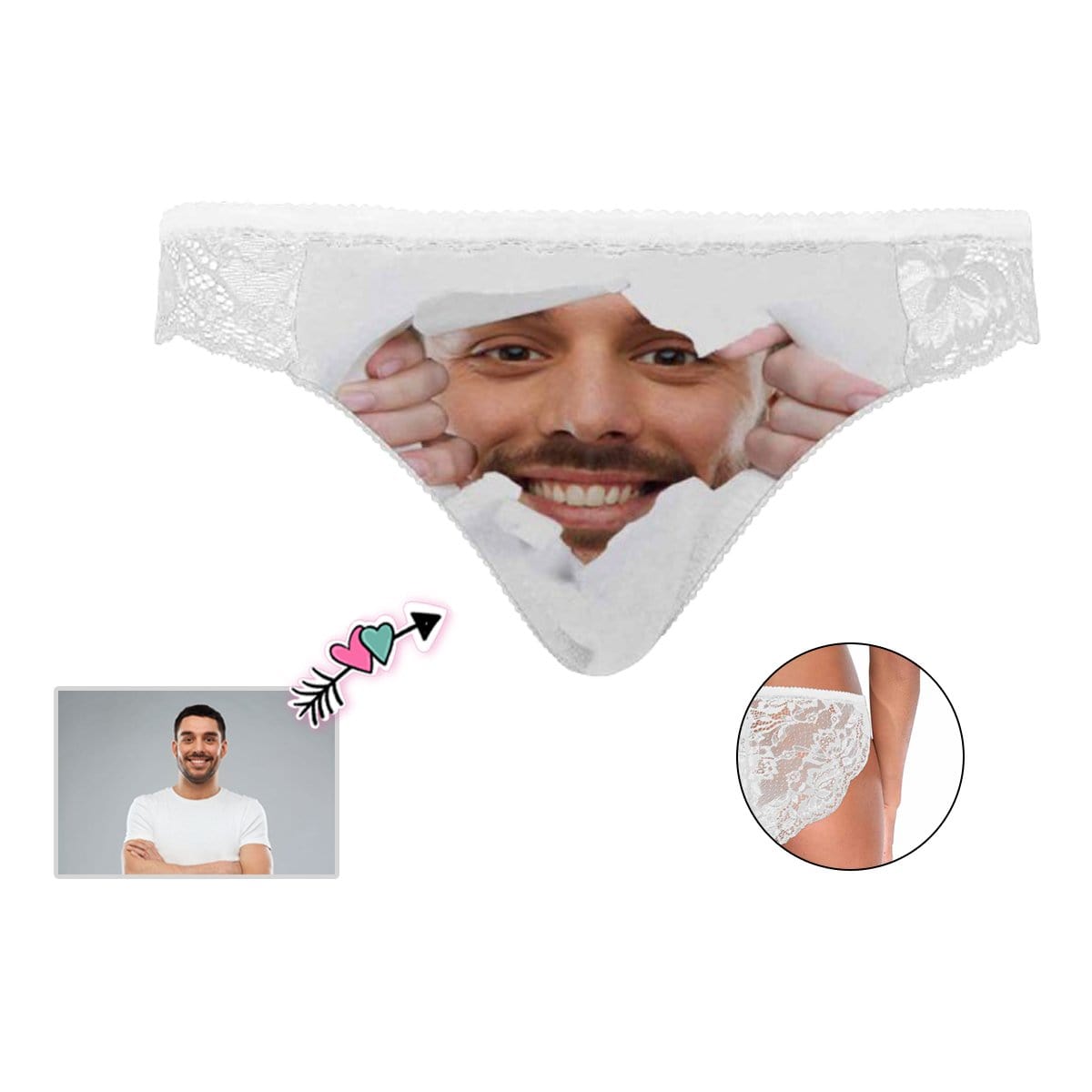 Custom Face Underwear Personalized Open Bride Women&