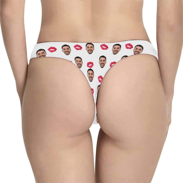 Custom Underwear with Face Personalized Red Kiss Panties Women's Lingerie Classic Thongs Honeymoon Gift Valentine's Day Gift