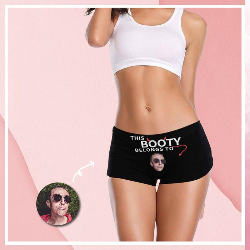 Custom Underwear with Face Personalized This Booty Women's Boyshort Panties Anniversary Gift