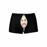 Custom Underwear with Face Personalized Zipper Black Women's Boyshort Panties Funny Lovers Gift