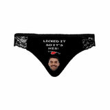 Custom Underwear with Face Printed Sexy Licked It on Thongs for Ladies Personalized Women's Lace Panty