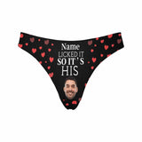 Custom Women's Thongs with Face&Name Lingerie Personalized Licked It His Underwear Women's Classic Thong For Her