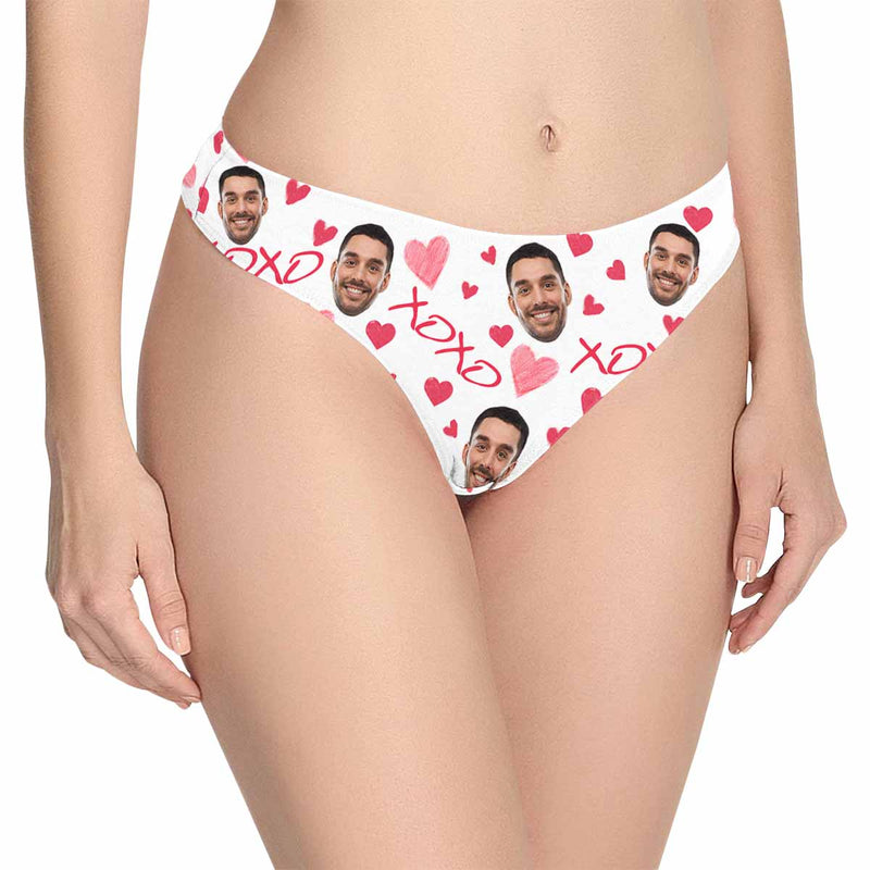 Custom Xoxo Heart Face Underwear Personalized Intimate Lingerie Photo Women's Classic Thong for Her