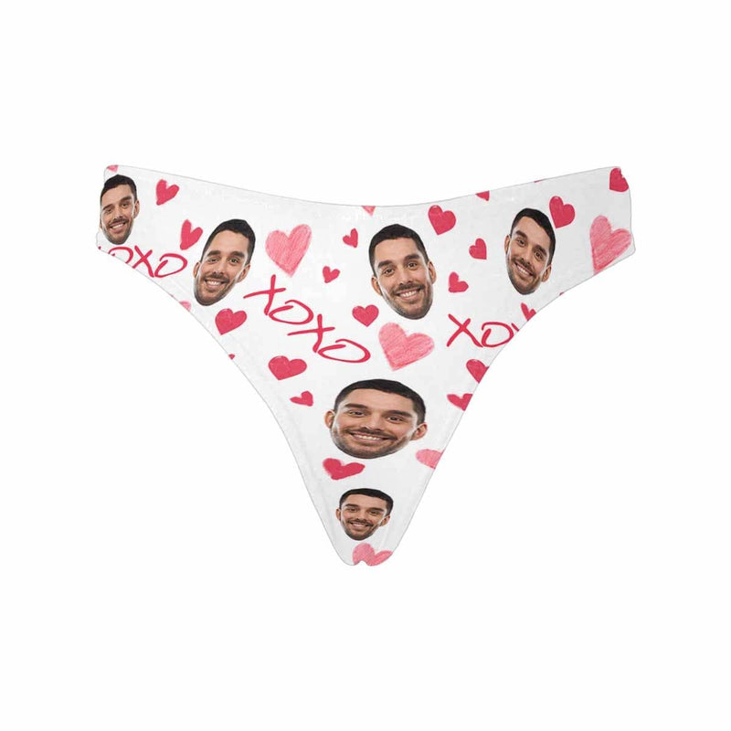 Custom Xoxo Heart Face Underwear Personalized Intimate Lingerie Photo Women's Classic Thong for Her