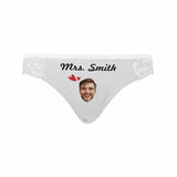 Personalized Bride Panties Custom Face&Name Love Heart White Women's Lace Panty Wedding Gift for the Bride