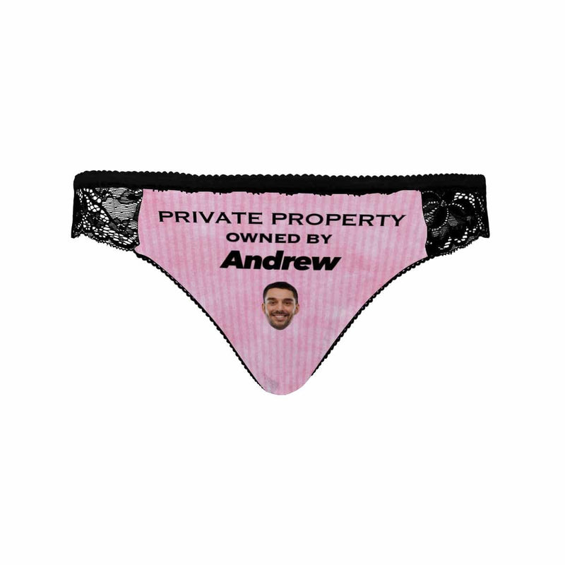 Personalized Bride Panties Custom Face&Name Property Women's Lace Panty Honeymoon Gift