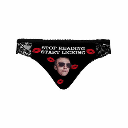 Personalized Face Lace Panties Custom Start Licking Sexy Underwear Women&