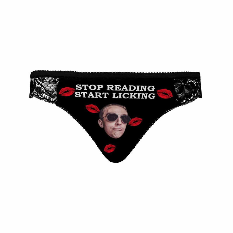 Personalized Face Lace Panties Custom Start Licking Sexy Underwear Women's Lace Panty