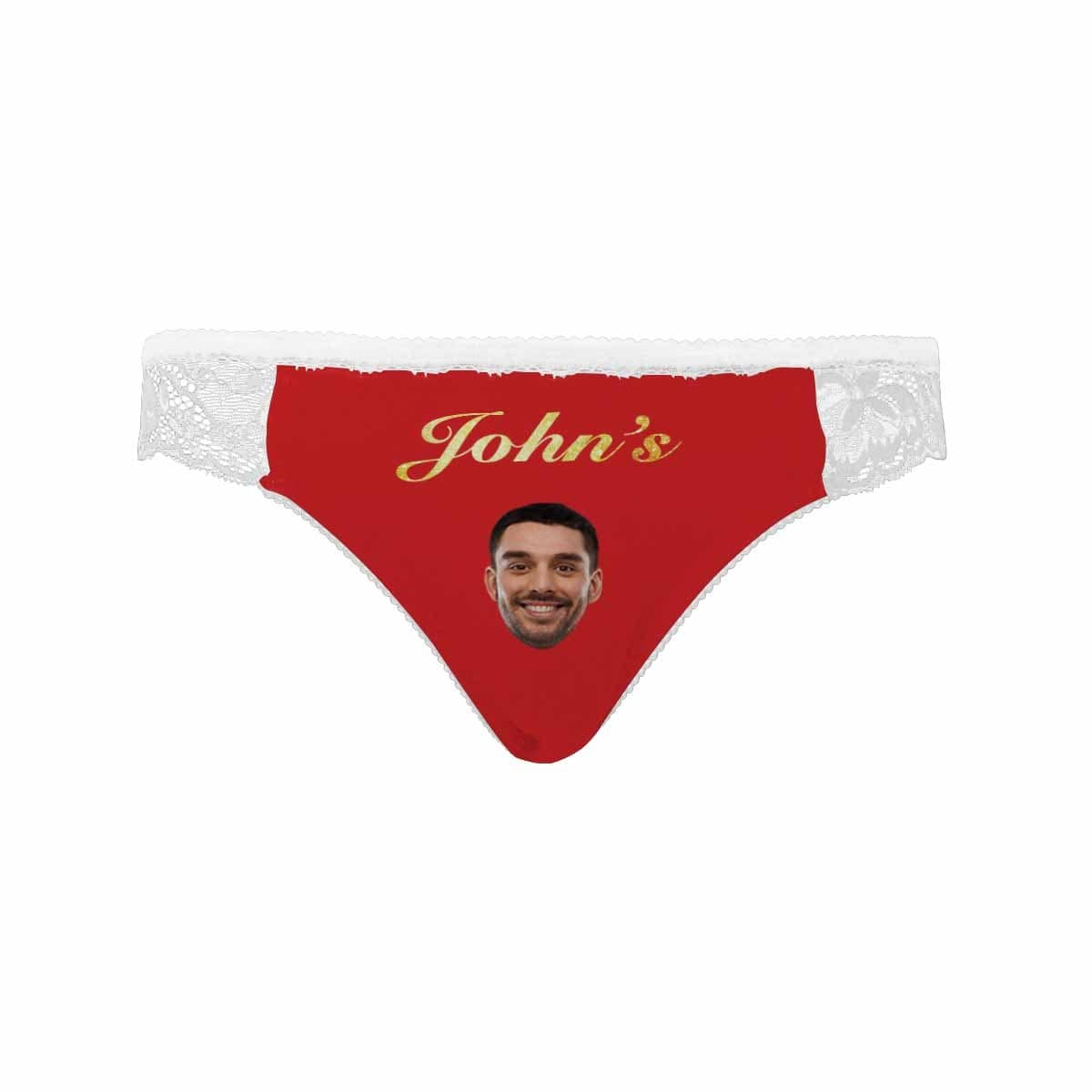 Personalized Face&amp;Name Lace Panties Custom Red Sexy Underwear Women&