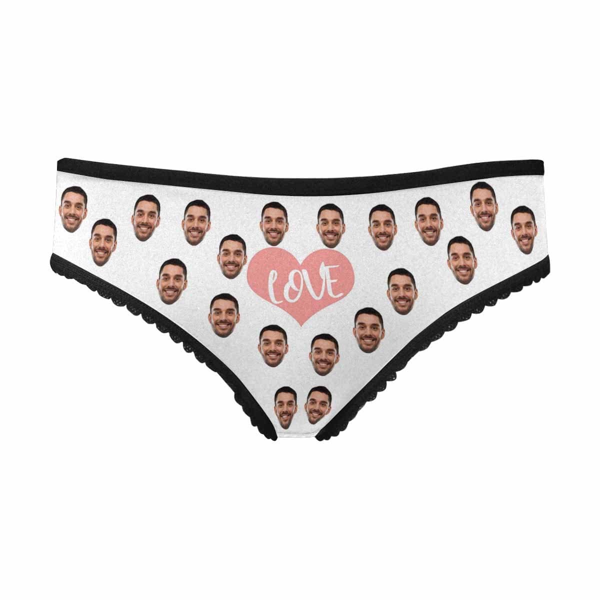 Personalized Face Underwear Custom Pink Heart Panties Women&