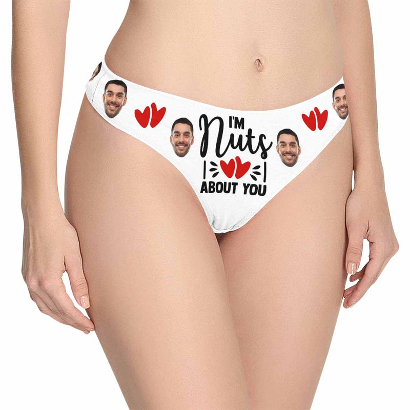 Personalized Face Underwear for Her Custom I'm Nuts About You Lingerie Women's Classic Thong Valentine's Gift