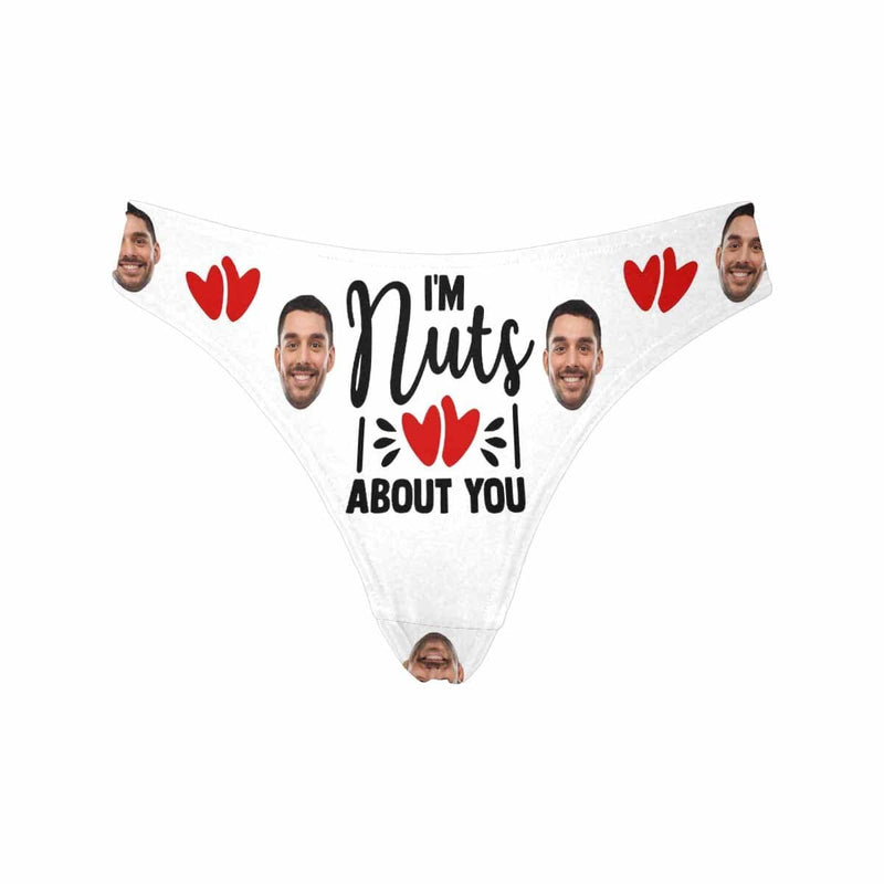 Personalized Face Underwear for Her Custom I'm Nuts About You Lingerie Women's Classic Thong Valentine's Gift