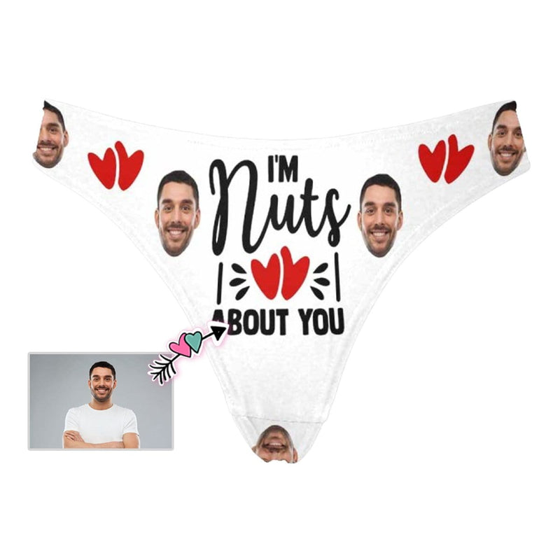 Personalized Face Underwear for Her Custom I'm Nuts About You Lingerie Women's Classic Thong Valentine's Gift