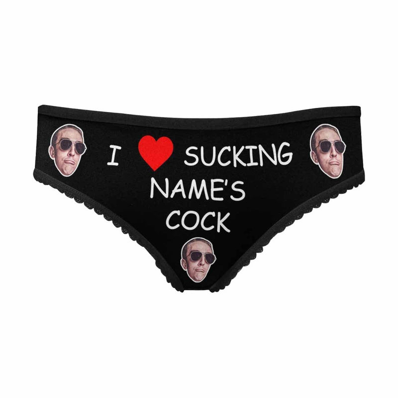 Personalized Face Underwear for Her Custom I Sucking Women's All Over Print High-cut Briefs