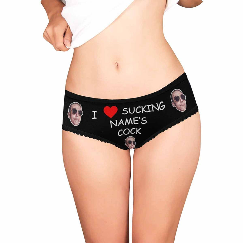 Personalized Face Underwear for Her Custom I Sucking Women's All Over Print High-cut Briefs