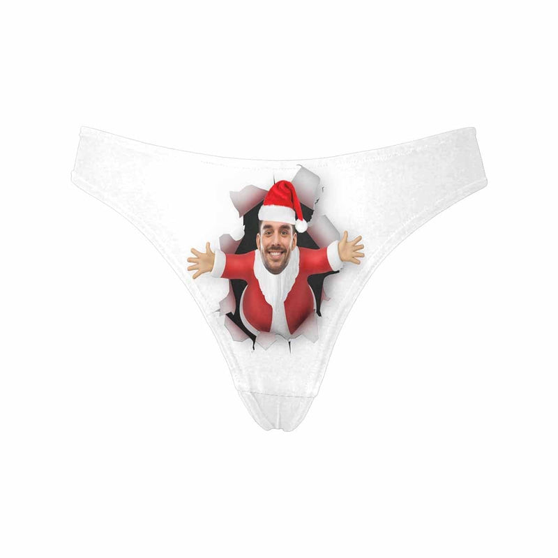 Personalized Face Underwear for Her Custom Santa Hole Lingerie Women's Classic Thong Funny Gift