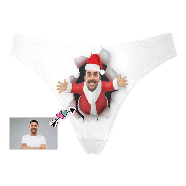 Personalized Face Underwear for Her Custom Santa Hole Lingerie Women's Classic Thong Funny Gift