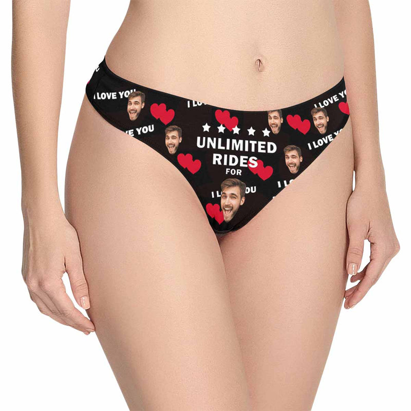 Personalized Face Underwear for Her Custom Unlimited Rides On Me Women's Lingerie Classic Thongs