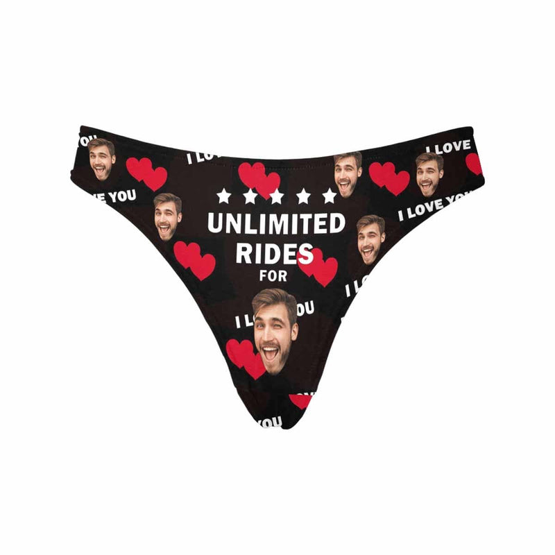 Personalized Face Underwear for Her Custom Unlimited Rides On Me Women's Lingerie Classic Thongs