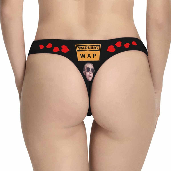 Personalized Face Underwear for Her Custom Warning Wap Lingerie Women's Classic Thong Funny Lovers Gift