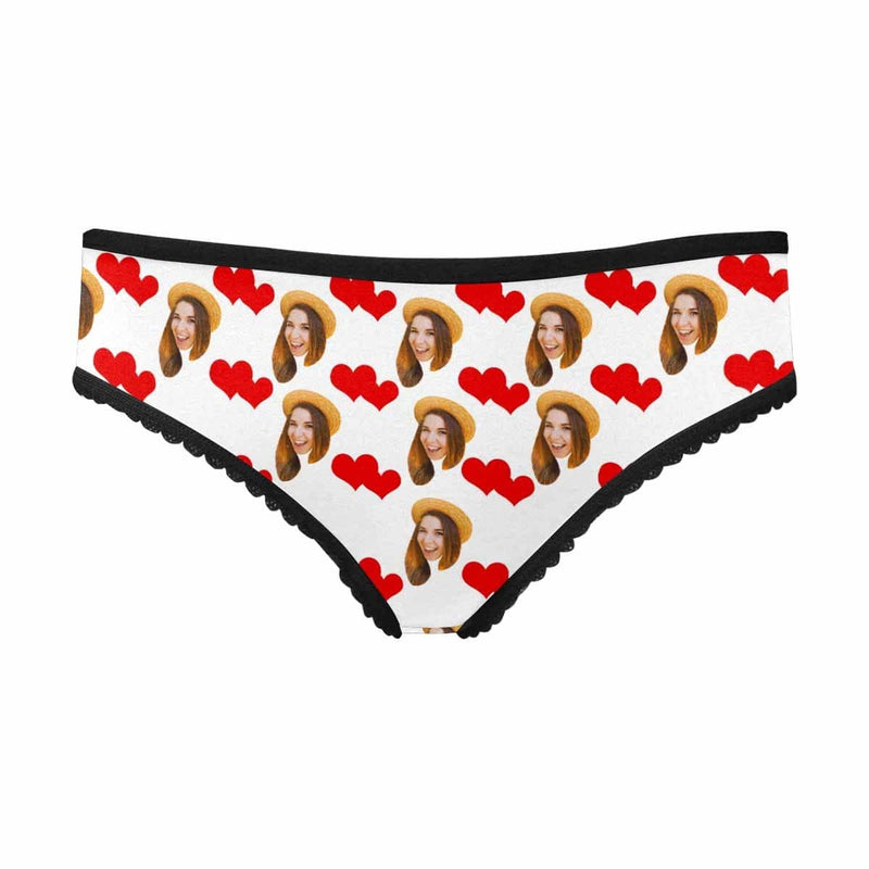 Personalized Face Women's Underwear Custom Heart Together Women's High-cut Briefs Gift for Her