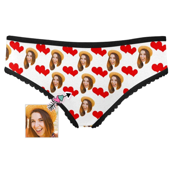 Personalized Face Underwear Custom Heart Together Women High-cut Briefs