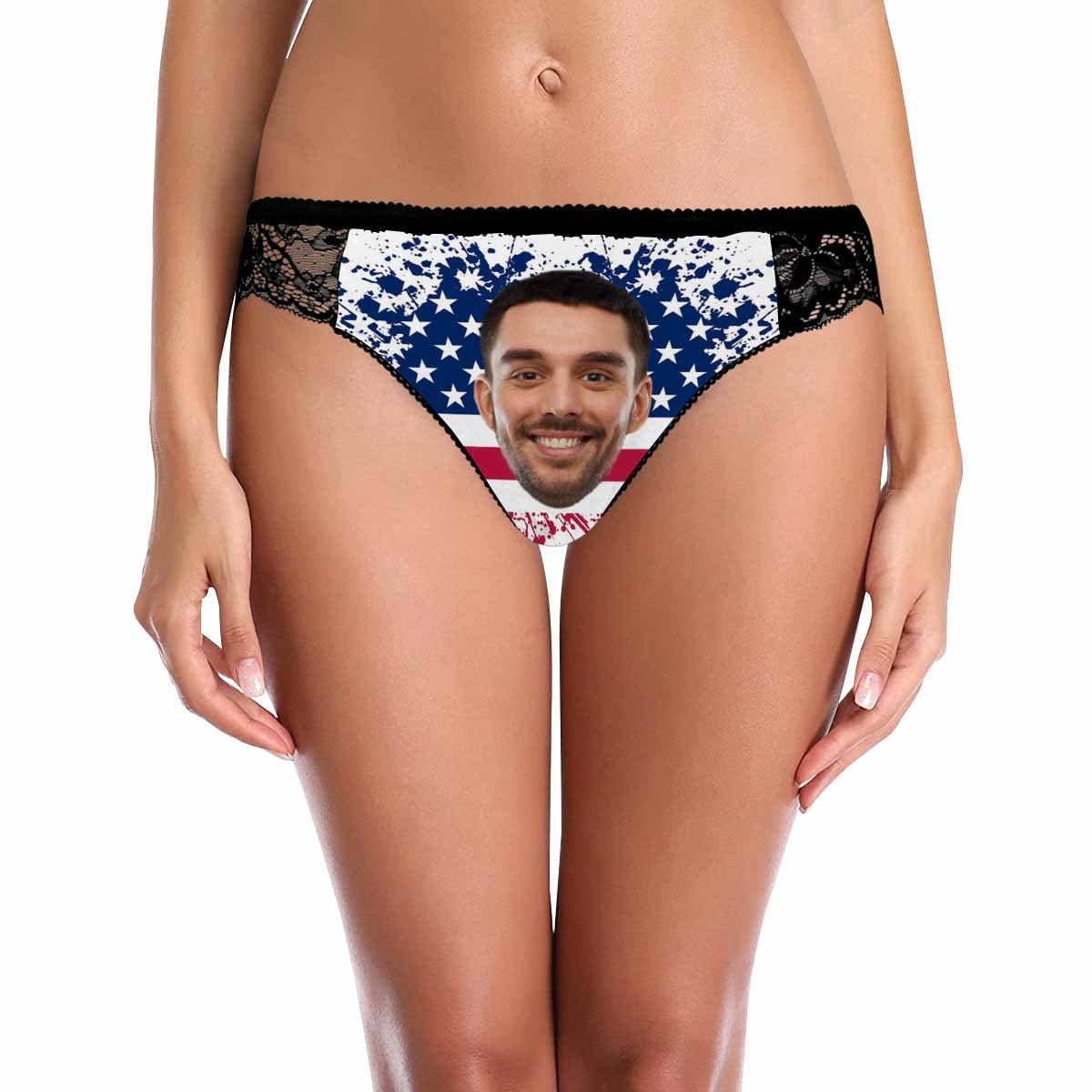 Personalized Face Womens?Panties Custom Flag Stars Sexy Underwear Women&