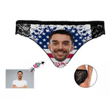 Personalized Face Thongs Custom Flag Stars Underwear Womens Lace Panty