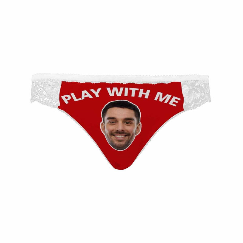 Personalized Face Womens?Panties Custom Play With Me Sexy Underwear Women's Lace Panty