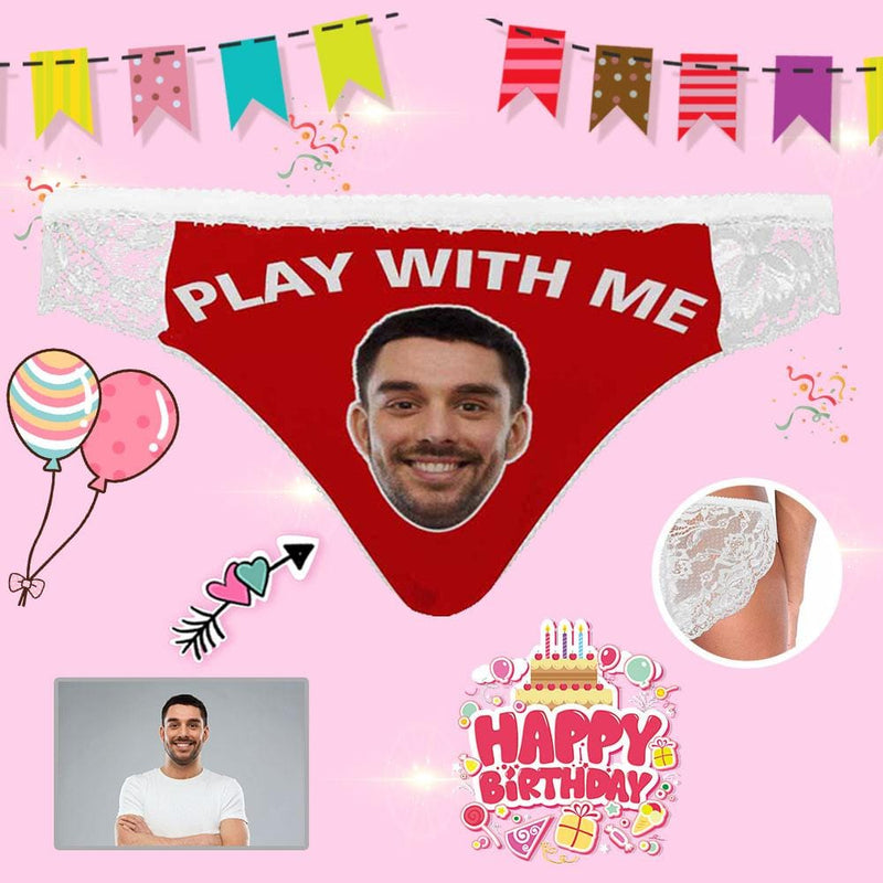 Personalized Face Custom Play With Me Sexy Underwear Wome's Lace Panty