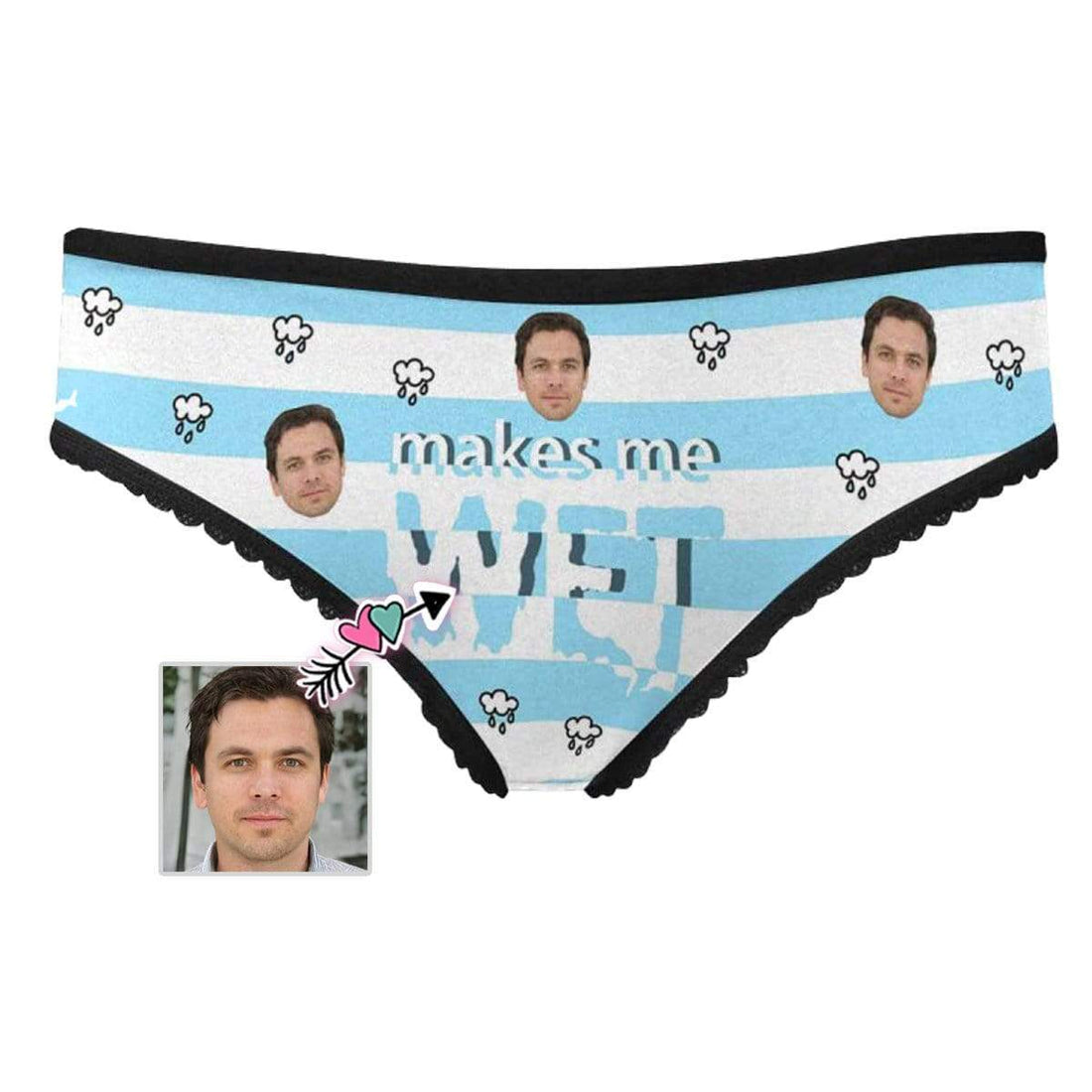 Personalized Face Underwear Custom Cloud Stripes Womens High-cut Briefs