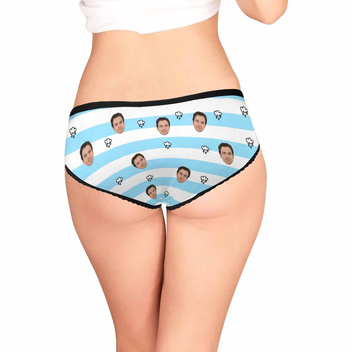 Personalized Face Womens Underwear Custom Cloud Stripes Women&