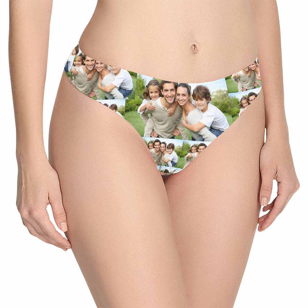 Personalized Family Photo Underwear Custom Women's Lingerie Classic Thongs Valentine's Gift for Wife