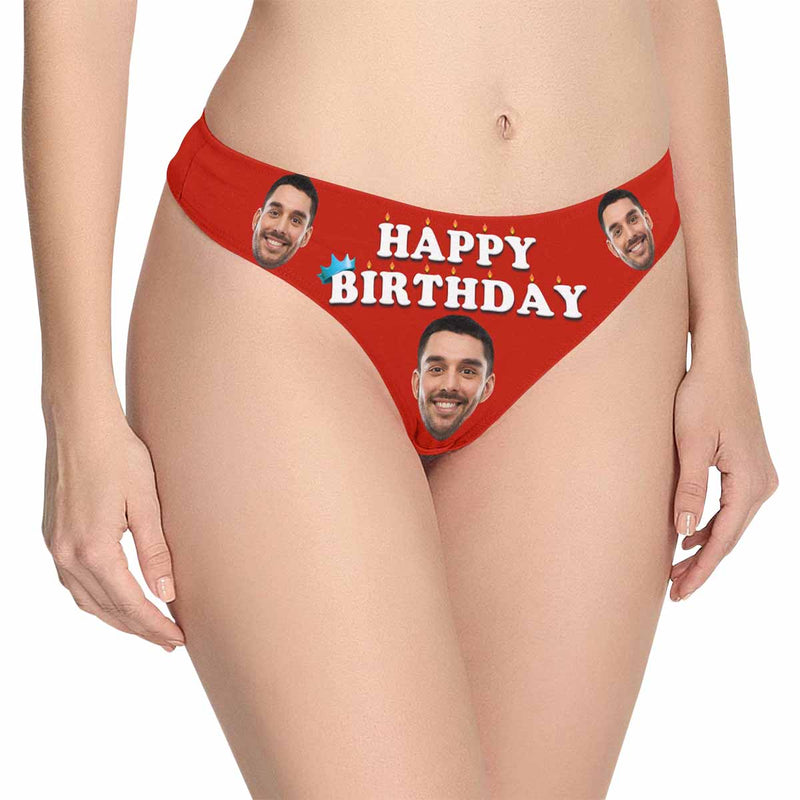 Personalized Happy Birthday Underwear for Her Custom Face Lingerie Women's Classic Thong Party Gift