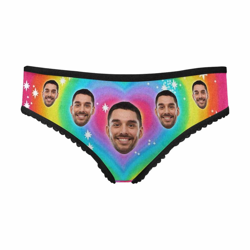 Personalized Love Rainbow Women's Underwear Custom Face Women's High-cut Briefs